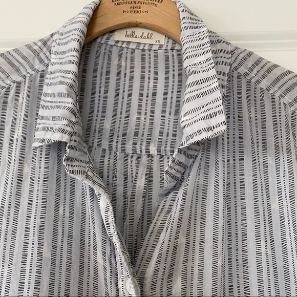 {Anthro} Bella Dahl Oversized Grey Striped Hi/Low - Picture 6 of 11